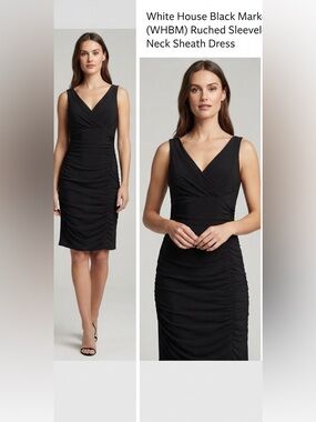 White House Black Market (WHBM) Ruched Sleeveless V-Neck  Cocktail Dress